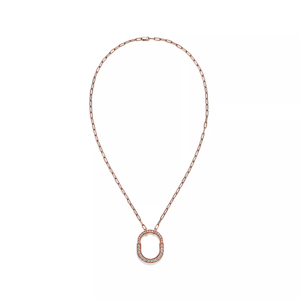 LOCK NECKLACE MEDIUM PENDANT PINK GOLD PAVED DIAMONDS