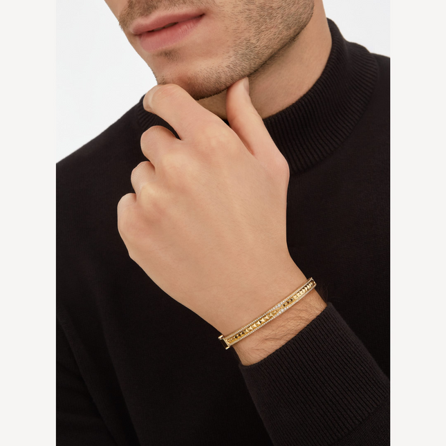 ZERO 1 SPIRAL AND PAVED DIAMOND GOLD BRACELET