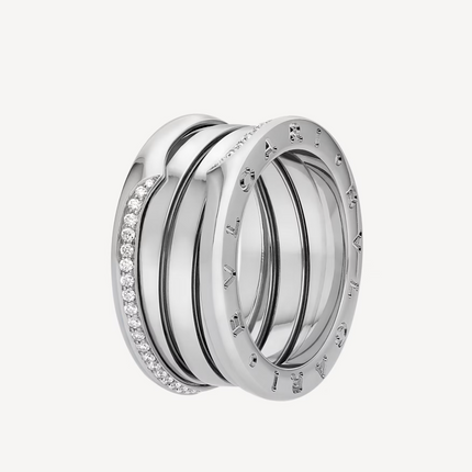 ZERO 1 THREE-BAND WITH DEMI-PAVED DIAMONDS ON THE EDGES RING