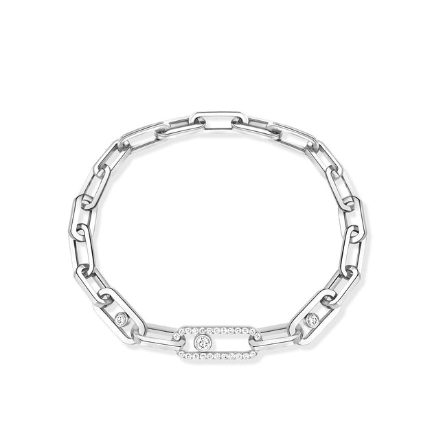 MOVE CHAIN LINK SILVER DIAMOND BRACELET