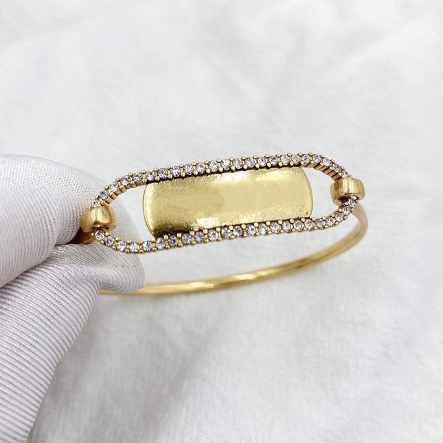 DIO OVAL LETTER BRACELET GOLD DIAMOND