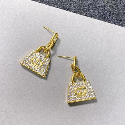 CD BAG GOLD DIAMOND EARRINGS