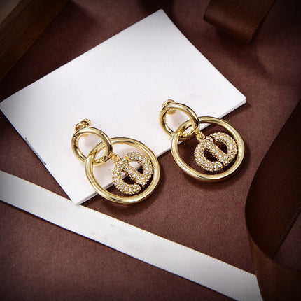 CD DROP GOLD DIAMOND EARRINGS