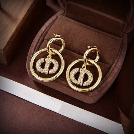 CD DROP GOLD DIAMOND EARRINGS