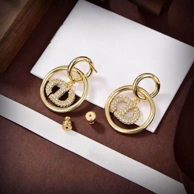 CD DROP GOLD DIAMOND EARRINGS