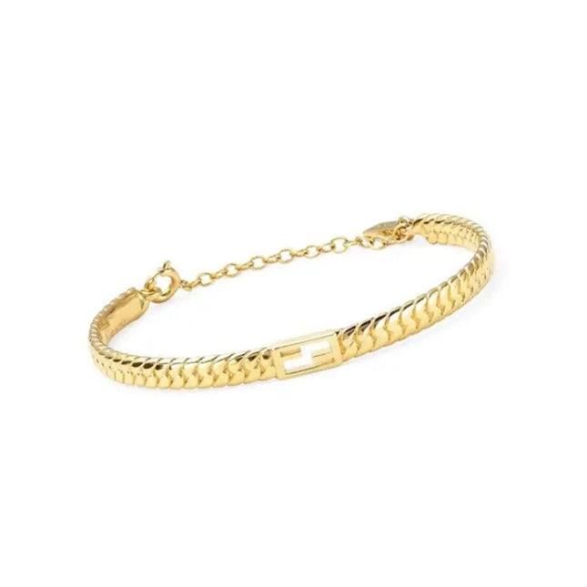 F BAGUETTE LINK CHAIN  GOLD BRACELET