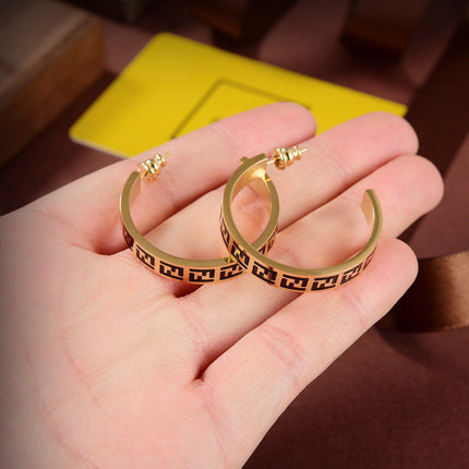 FOREVER FF BLACK GOLD EARRINGS