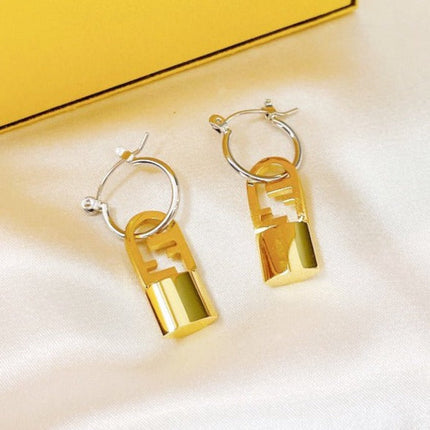 FF BUCKLE SILVER GOLD EARRINGS