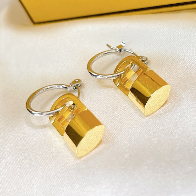 FF BUCKLE SILVER GOLD EARRINGS