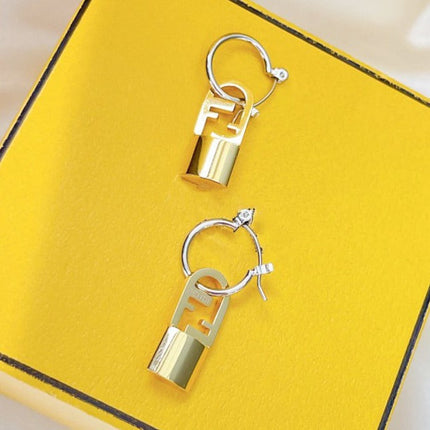 FF BUCKLE SILVER GOLD EARRINGS