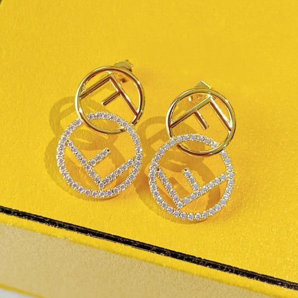 DOUBLE F EARRINGS GOLD DIAMOND