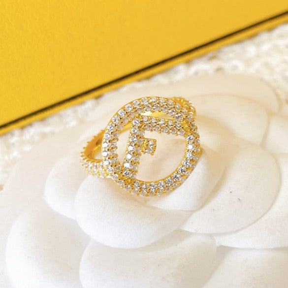 F LOGO GOLD FULL DIAMOND RING