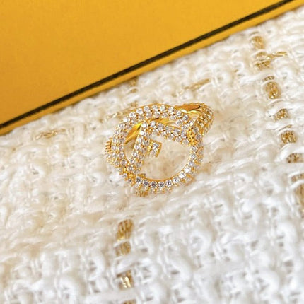 F LOGO GOLD FULL DIAMOND RING