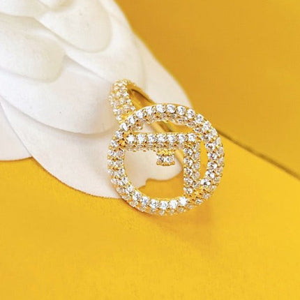 F LOGO GOLD FULL DIAMOND RING