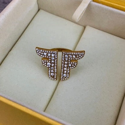 FF LOGO GOLD DIAMOND RING