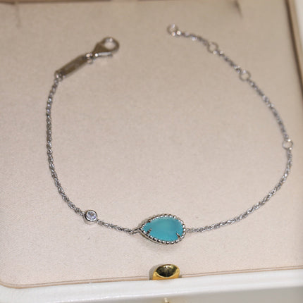 BOHEME AQUAMARINE SILVER CHAIN BRACELET