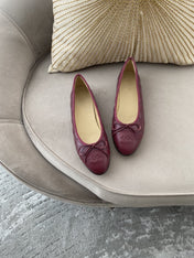 BALLET FLATS BURGUNDY QUILTED LAMBSKIN
