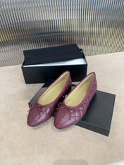 BALLET FLATS BURGUNDY QUILTED LAMBSKIN