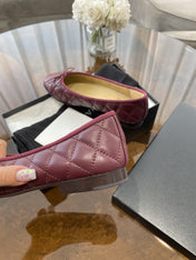 BALLET FLATS BURGUNDY QUILTED LAMBSKIN
