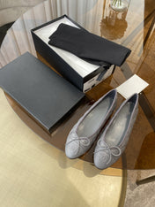 BALLET FLATS GREY QUILTED LAMBSKIN