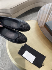 BALLET FLATS ALL BLACK QUILTED LAMBSKIN