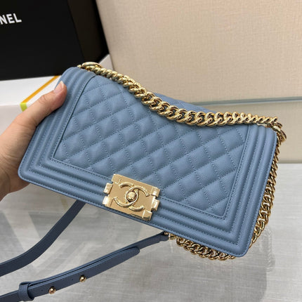 BOY BAG MEDIUM 25 CLOUD BLUE CAVIAR GOLD HARDWARE