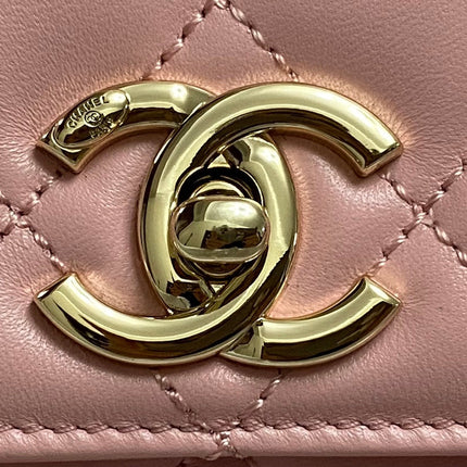 CC TRENDY 20CM PINK LAMBSKIN GOLD HARDWARE