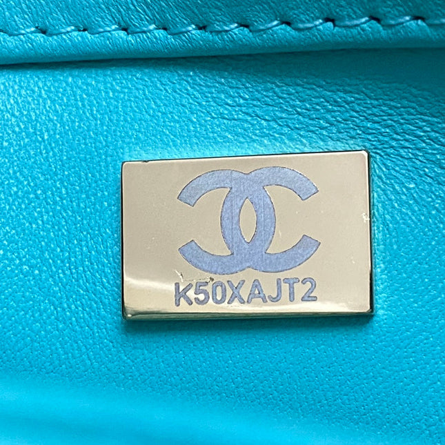 CC TRENDY 20CM LIGHT BLUE LAMBSKIN GOLD HARDWARE