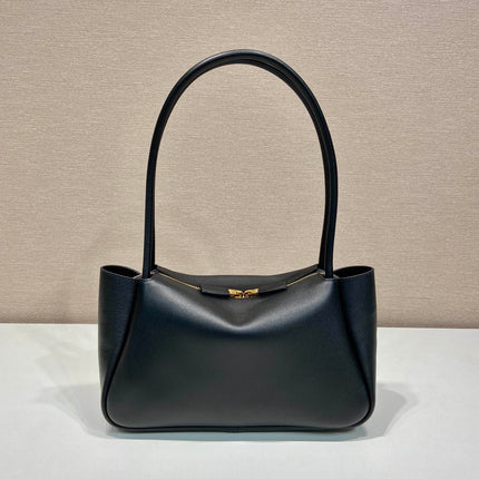 PRA 28 LARGE BLACK CALFSKIN HANDBAG