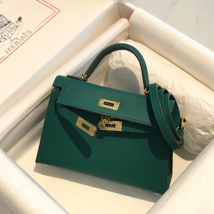 HM KELLY MINI 20 GREEN EPSOM GOLD HARDWARE