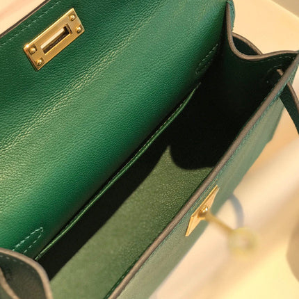 HM KELLY MINI 20 GREEN EPSOM GOLD HARDWARE