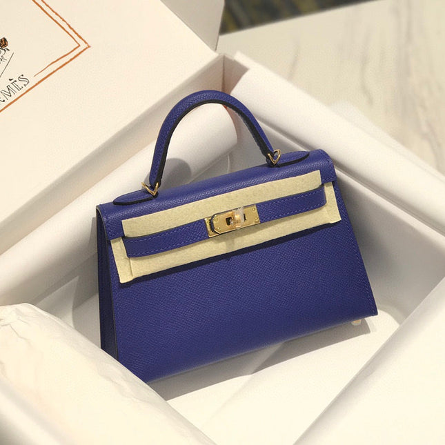 HM KELLY MINI 20 BLUE VIOLET EPSOM GOLD HARDWARE