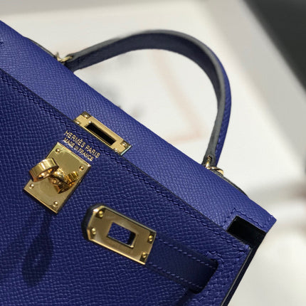 HM KELLY MINI 20 BLUE VIOLET EPSOM GOLD HARDWARE