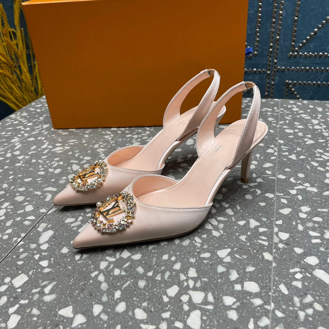 LV MET SLINGBACK PUMP BEIGE