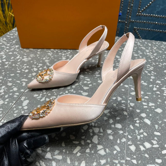 LV MET SLINGBACK PUMP BEIGE