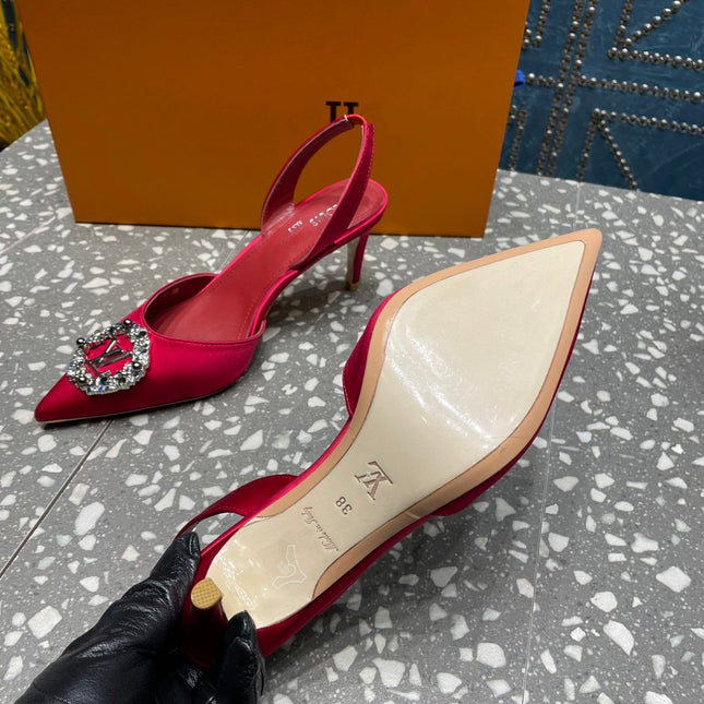 LV MET SLINGBACK PUMP RED