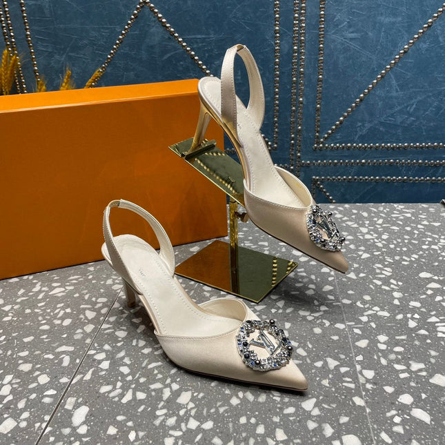 LV MET SLINGBACK PUMP WHITE