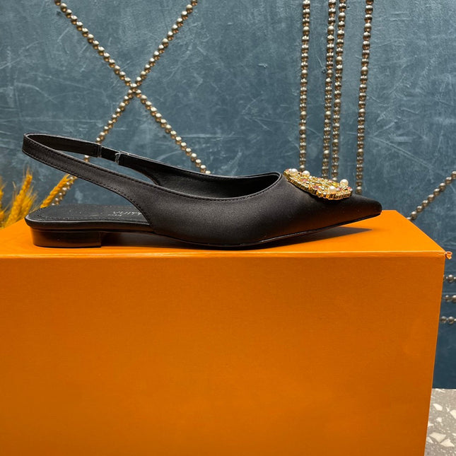 LV MET SLINGBACK BALLERINA NOIR