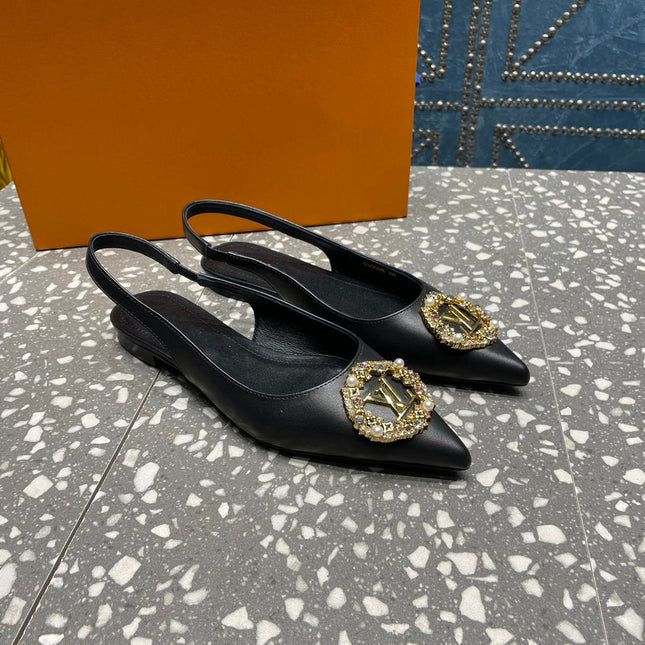 LV MET SLINGBACK BALLERINA BLACK