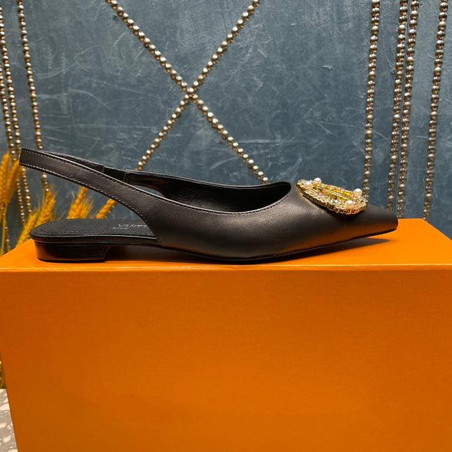 LV MET SLINGBACK BALLERINA BLACK