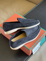 Loro Piana Suede Summer Walk Loafers Navy