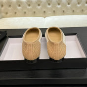 cc 2025 ballet flat beige white raffia
