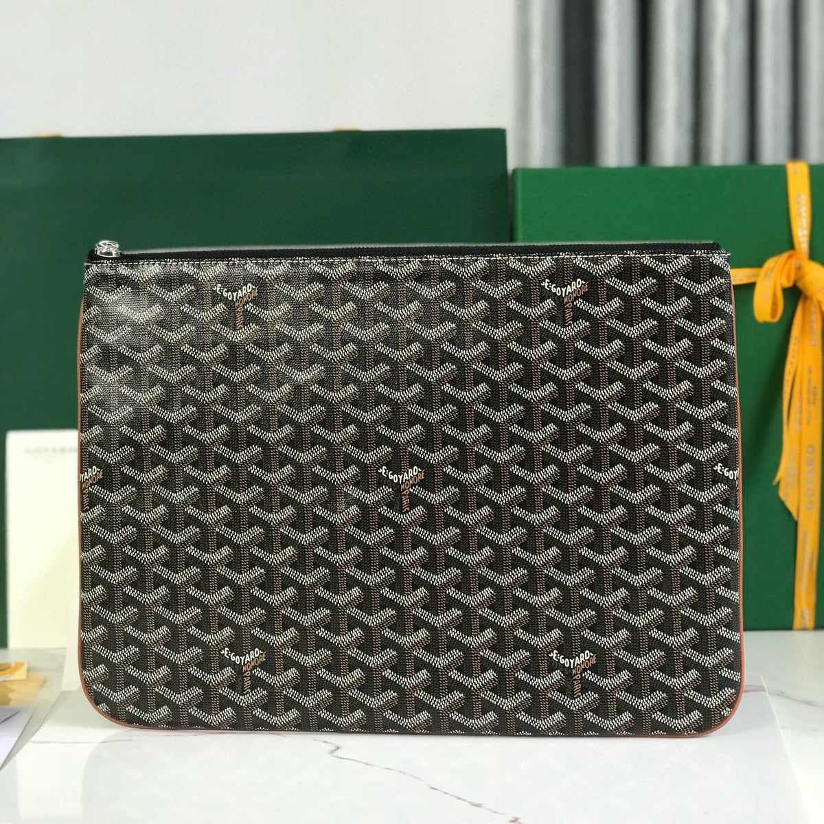 SENAT POCHETTE IN NAVY BLUE GOYARDINE CANVAS