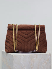 LOULOU 32 IN BROWN SUEDE CALFSKIN GOLD HARDWARE