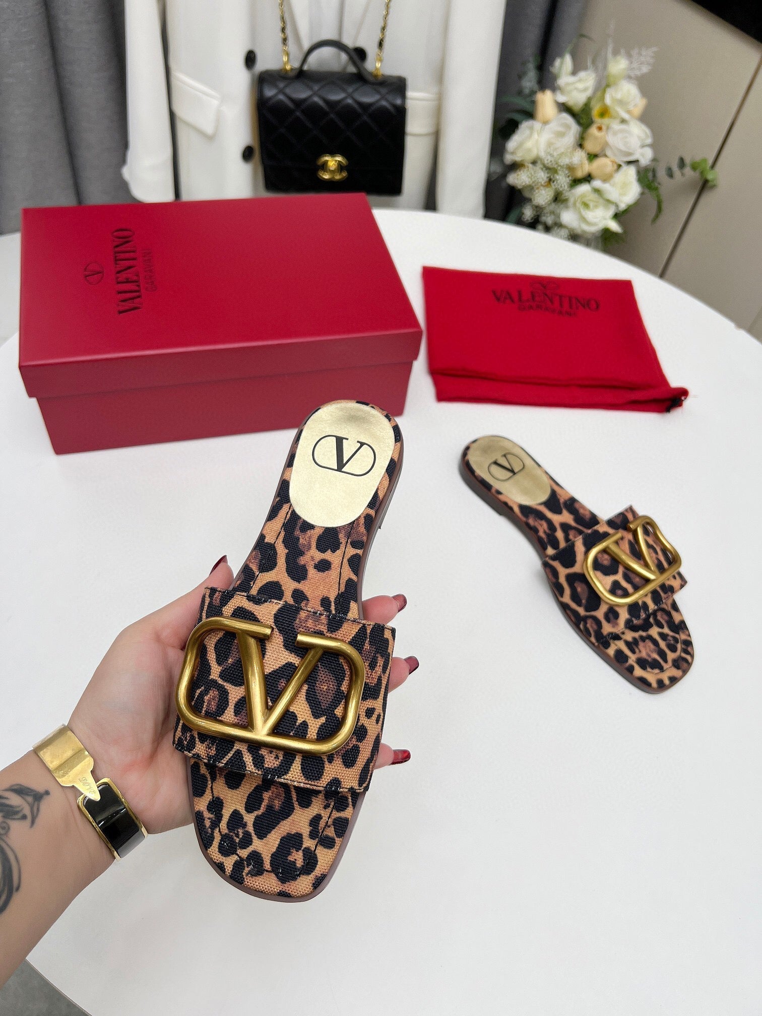 LEOPARD FLAT SLIDE GHW