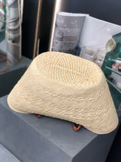 MEDIUM ANAGRAM BASKET BAG 46 IN BEIGE IRACA PALM AND TAN CALFSKIN