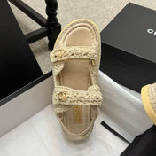 CC FOOTWEAR – BEIGE BRAIDED RAFFIA SANDALS