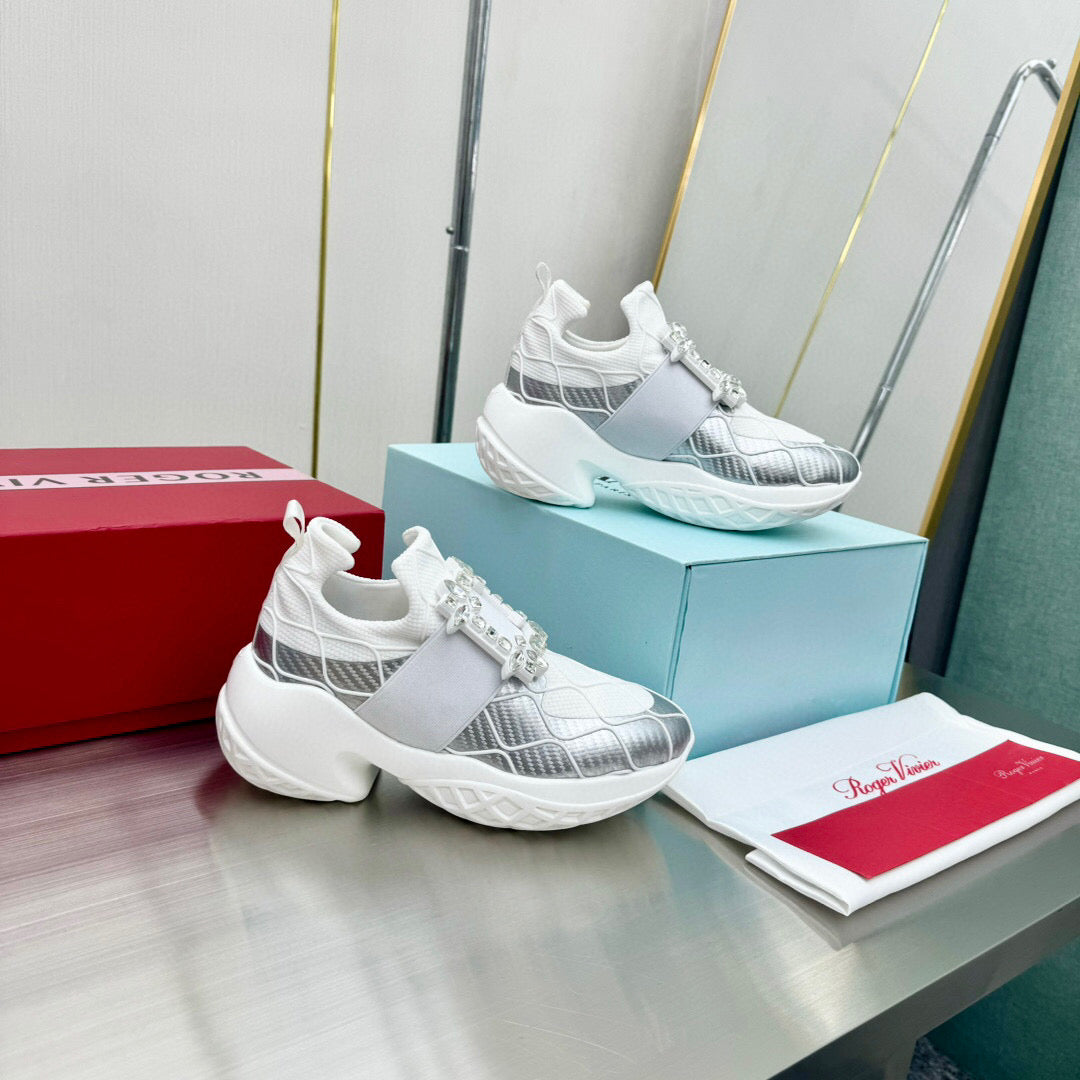VIV' RUN SNEAKERS IN WHITE MIX SILVER GREY FABRIC