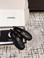 SLINGBACK LOAFER IN BLACK CALFSKIN AND SHEARLING