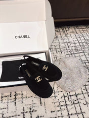 SLINGBACK LOAFER IN BLACK SUEDE AND SHEARLING